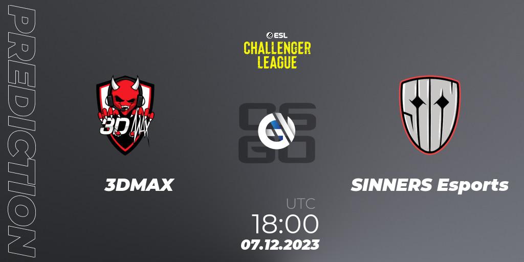3DMAX contre SINNERS Esports : prédiction de match. 07.12.2023 at 18:00. Counter-Strike (CS2), ESL Challenger League Season 46: Europe
