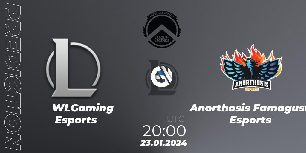 WLGaming Esports contre Anorthosis Famagusta Esports : prédiction de match. 23.01.2024 at 20:00. LoL, GLL Spring 2024