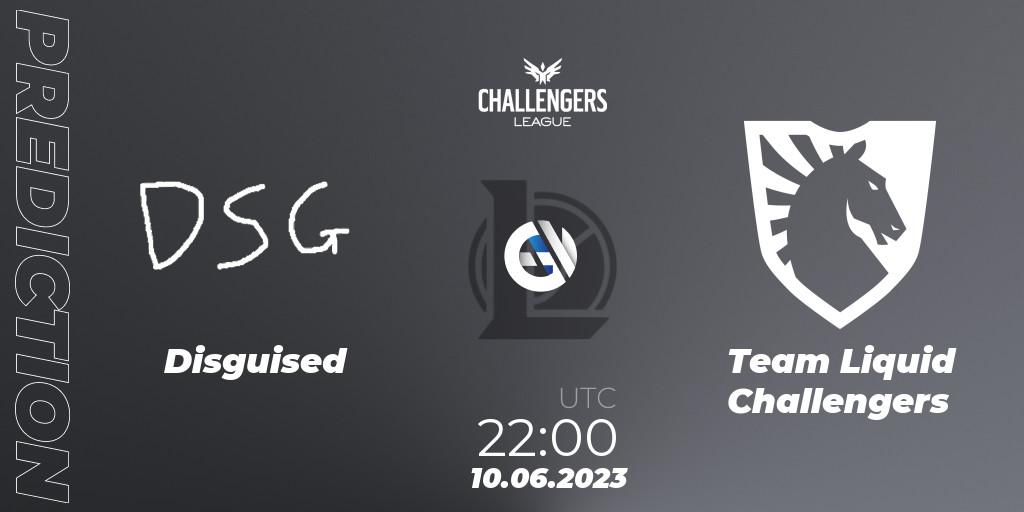 Disguised contre Team Liquid Challengers : prédiction de match. 10.06.2023 at 22:00. LoL, North American Challengers League 2023 Summer - Group Stage