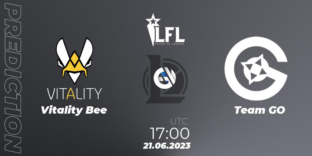 Vitality Bee contre Team GO : prédiction de match. 21.06.2023 at 17:00. LoL, LFL Summer 2023 - Group Stage