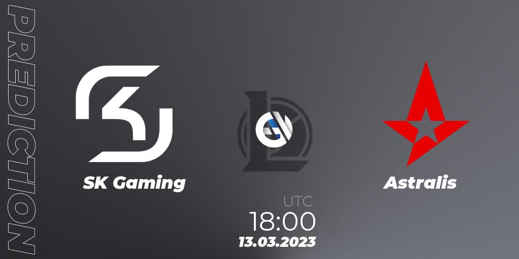 SK Gaming contre Astralis : prédiction de match. 13.03.2023 at 17:00. LoL, LEC Spring 2023 - Regular Season