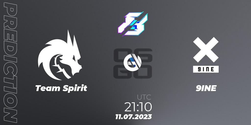 Team Spirit contre 9INE : prédiction de match. 11.07.2023 at 21:10. Counter-Strike (CS2), Gamers8 2023 Europe Open Qualifier 2