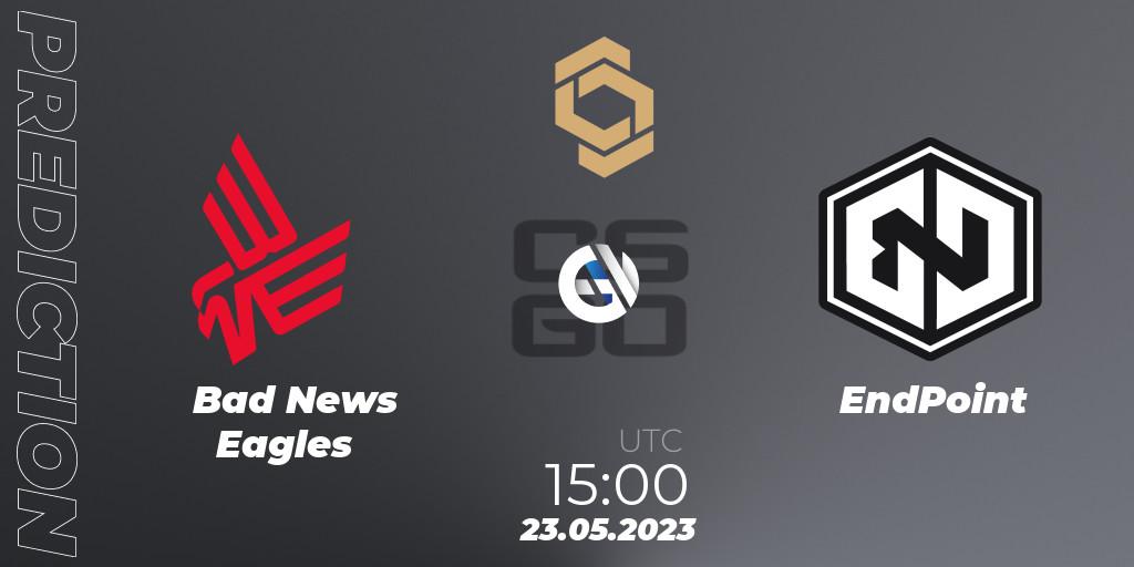 Bad News Eagles contre EndPoint : prédiction de match. 23.05.2023 at 15:45. Counter-Strike (CS2), CCT South Europe Series #4