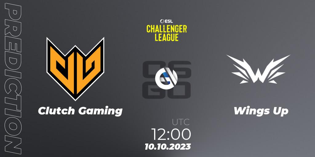 Clutch Gaming contre Wings Up : prédiction de match. 10.10.2023 at 12:00. Counter-Strike (CS2), ESL Challenger League Season 46: Asia-Pacific