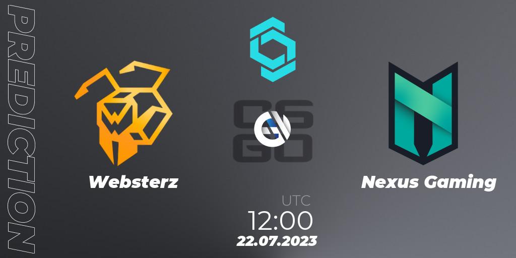 Websterz contre Nexus Gaming : prédiction de match. 22.07.2023 at 12:00. Counter-Strike (CS2), CCT North Europe Series #6