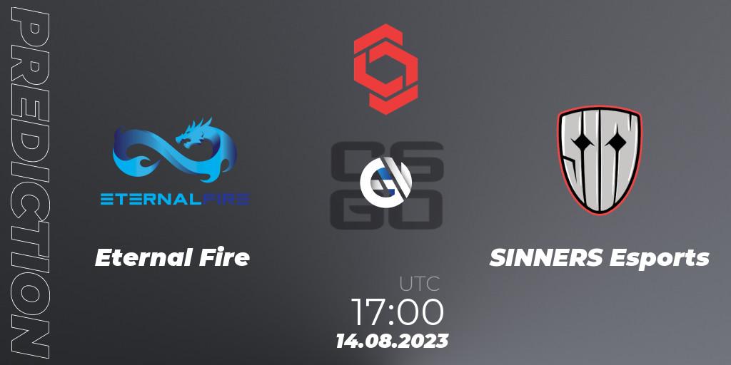 Eternal Fire contre SINNERS Esports : prédiction de match. 14.08.2023 at 17:10. Counter-Strike (CS2), CCT Central Europe Series #7