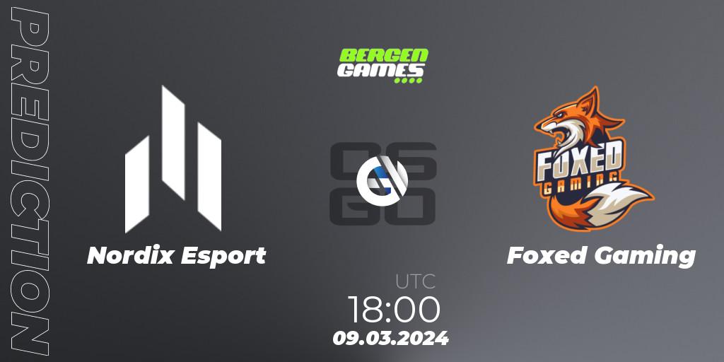 Nordix Esport contre Foxed Gaming : prédiction de match. 12.03.2024 at 18:00. Counter-Strike (CS2), Bergen Games 2024: Online Stage