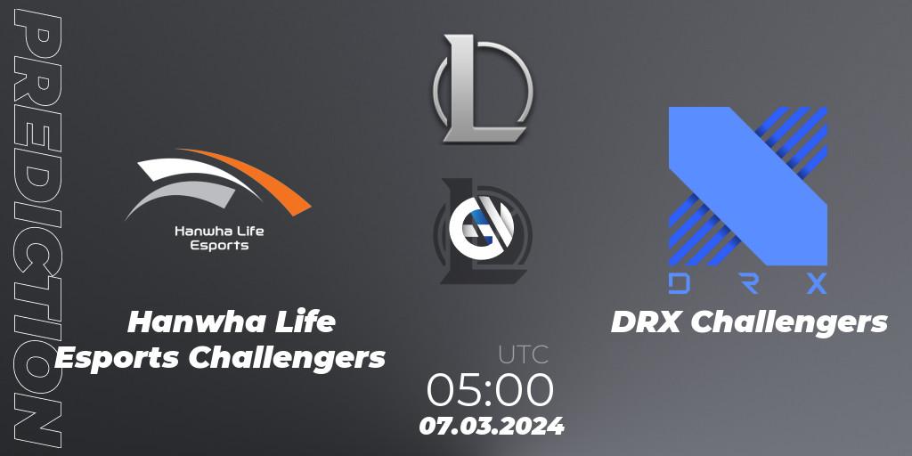 Hanwha Life Esports Challengers contre DRX Challengers : prédiction de match. 07.03.2024 at 05:00. LoL, LCK Challengers League 2024 Spring - Group Stage