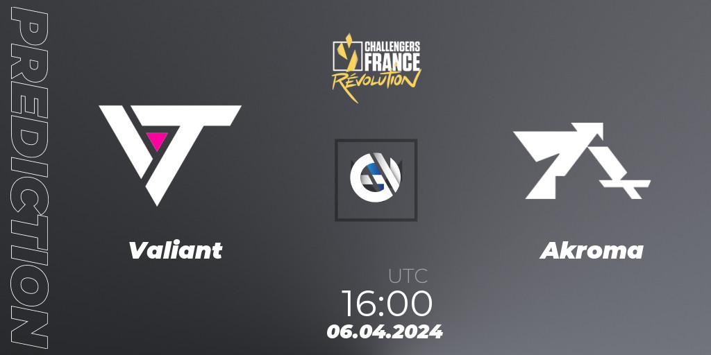 Valiant contre Akroma : prédiction de match. 06.04.24. VALORANT, VALORANT Challengers 2024 France: Revolution Split 1