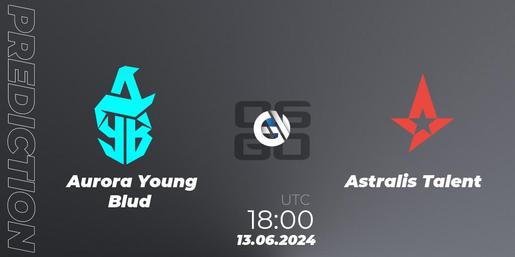 Aurora Young Blud contre Astralis Talent : prédiction de match. 13.06.2024 at 18:00. Counter-Strike (CS2), CCT Season 2 European Series #6 Play-In