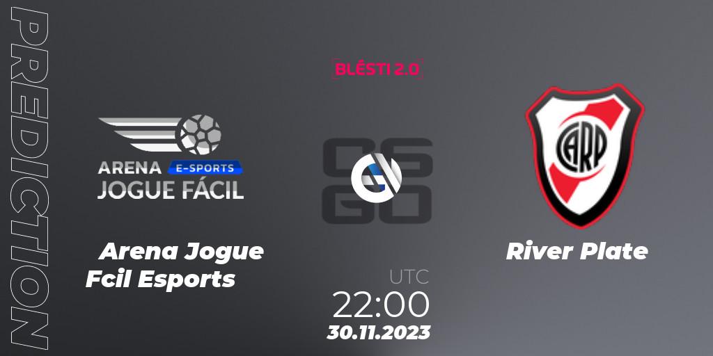 Arena Jogue Fácil Esports contre River Plate : prédiction de match. 30.11.2023 at 17:00. Counter-Strike (CS2), BLÉSTI 2.0