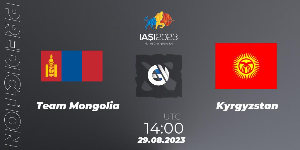 Team Mongolia contre Kyrgyzstan : prédiction de match. 29.08.2023 at 18:02. Dota 2, IESF World Championship 2023