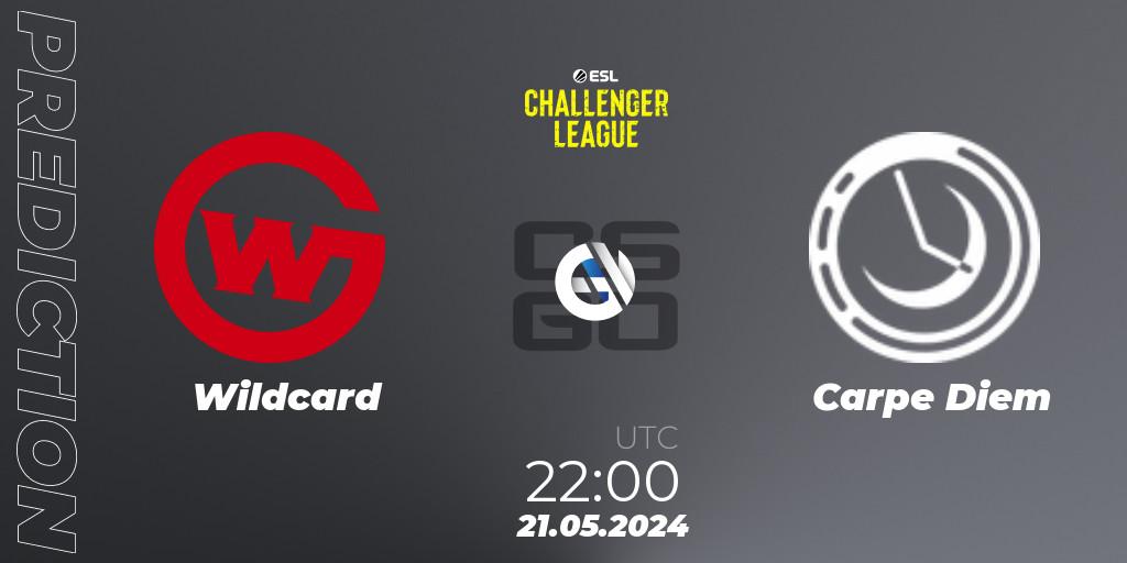 Wildcard contre Carpe Diem : prédiction de match. 21.05.2024 at 22:00. Counter-Strike (CS2), ESL Challenger League Season 47: North America