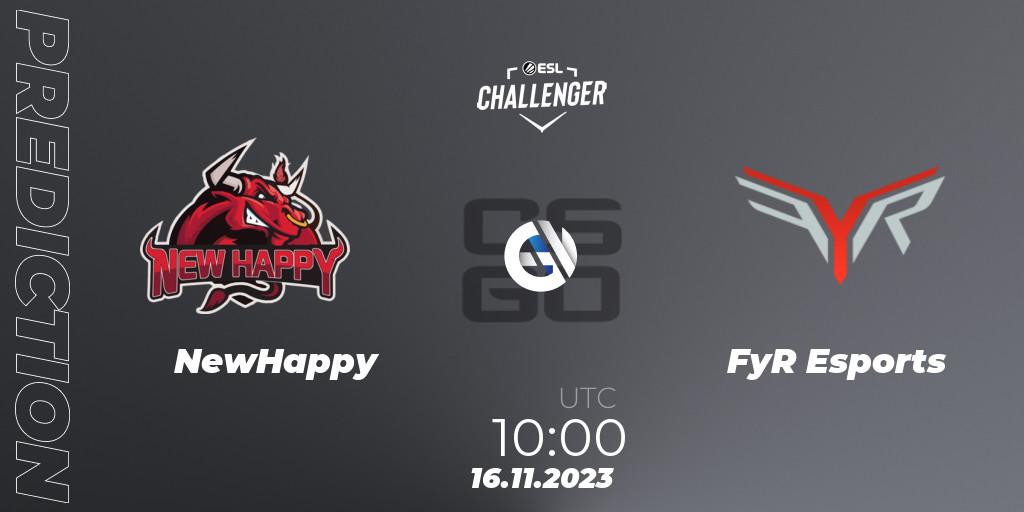 NewHappy contre FyR Esports : prédiction de match. 16.11.23. CS2 (CS:GO), ESL Challenger at DreamHack Atlanta 2023: Asian Open Qualifier