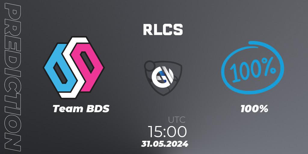 Team BDS contre 100% : prédiction de match. 31.05.2024 at 15:00. Rocket League, RLCS 2024 - Major 2: EU Open Qualifier 6