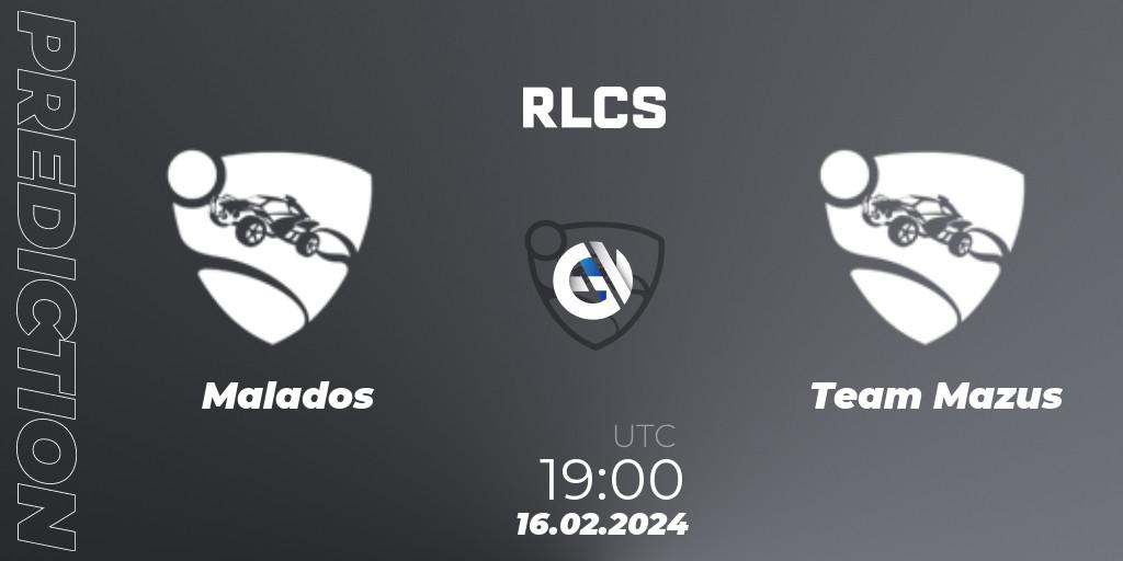 Malados contre Team Mazus : prédiction de match. 16.02.2024 at 19:00. Rocket League, RLCS 2024 - Major 1: SAM Open Qualifier 2