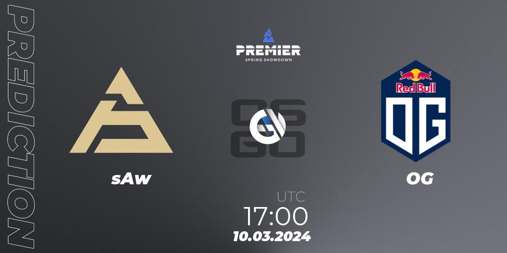 sAw contre OG : prédiction de match. 10.03.24. CS2 (CS:GO), BLAST Premier: Spring Showdown 2024