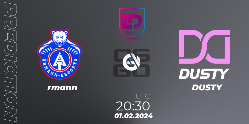 Ármann contre DUSTY : prédiction de match. 01.02.24. CS2 (CS:GO), Icelandic Esports League Season 8: Regular Season