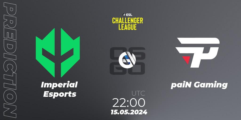 Imperial Esports contre paiN Gaming : prédiction de match. 15.05.2024 at 22:00. Counter-Strike (CS2), ESL Challenger League Season 47: South America