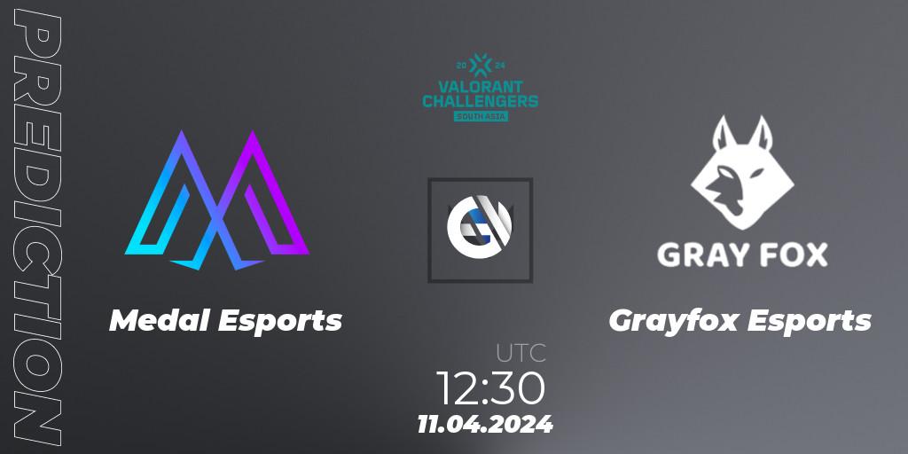 Medal Esports contre Grayfox Esports : prédiction de match. 11.04.2024 at 12:30. VALORANT, VALORANT Challengers 2024 South Asia: Split 1 - Cup 2