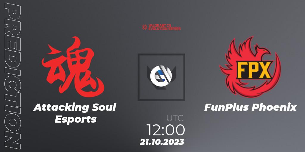 Attacking Soul Esports contre FunPlus Phoenix : prédiction de match. 21.10.2023 at 12:30. VALORANT, VALORANT China Evolution Series Act 2: Selection