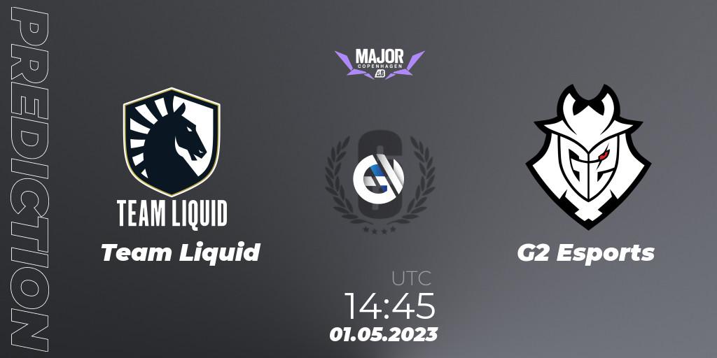 Team Liquid contre G2 Esports : prédiction de match. 01.05.2023 at 13:45. Rainbow Six, BLAST R6 Major Copenhagen 2023
