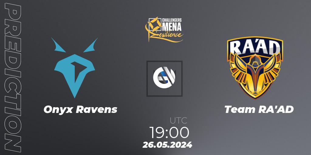 Onyx Ravens contre Team RA'AD : prédiction de match. 26.05.2024 at 19:00. VALORANT, VALORANT Challengers 2024 MENA: Resilience Split 2 - Levant and North Africa