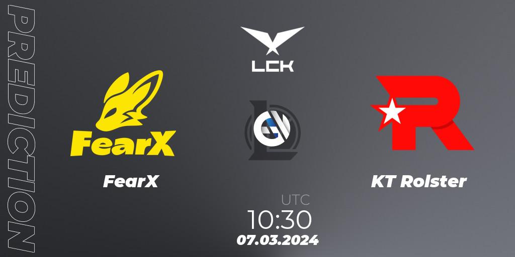 FearX contre KT Rolster : prédiction de match. 07.03.24. LoL, LCK Spring 2024 - Group Stage