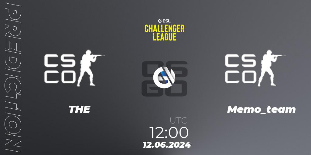THE contre Memo_team : prédiction de match. 12.06.2024 at 12:00. Counter-Strike (CS2), ESL Challenger League Season 47 Relegation: Asia