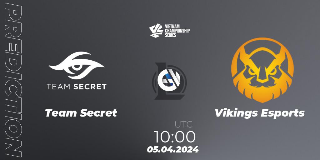 Team Secret contre Vikings Esports : prédiction de match. 05.04.2024 at 11:00. LoL, VCS 2024 Dawn Playoffs