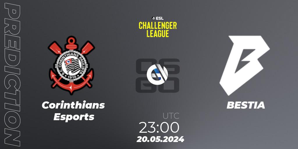 Corinthians Esports contre BESTIA : prédiction de match. 20.05.2024 at 23:15. Counter-Strike (CS2), ESL Challenger League Season 47: South America