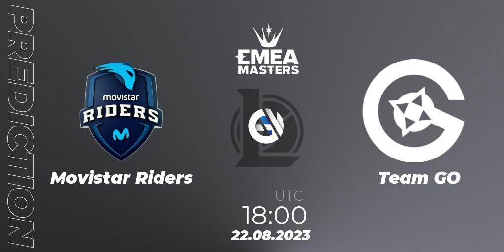 Movistar Riders contre Team GO : prédiction de match. 22.08.2023 at 18:00. LoL, EMEA Masters Summer 2023