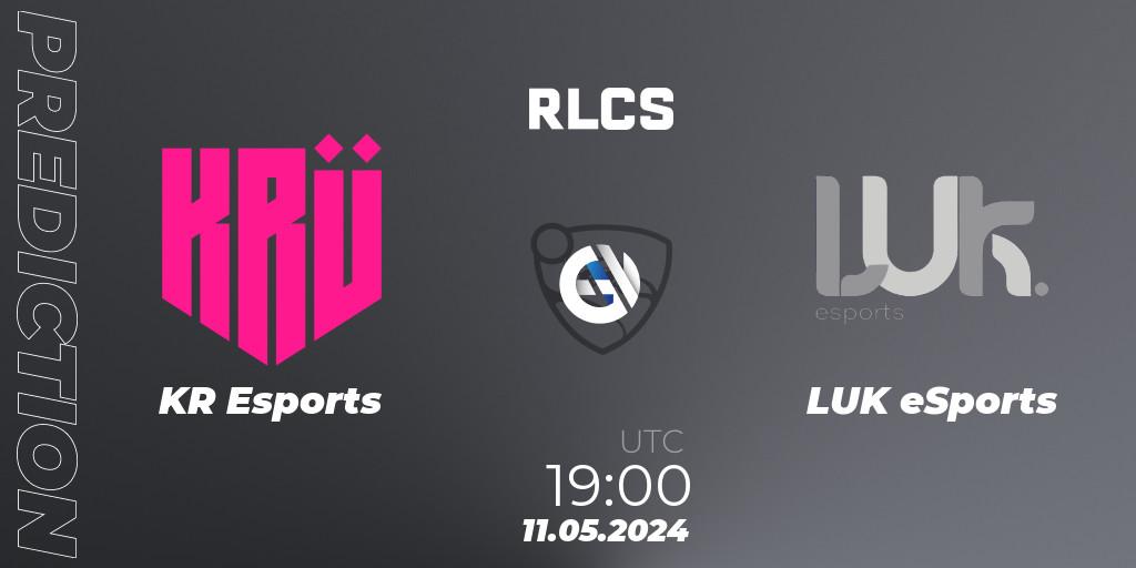KRÜ Esports contre LUK eSports : prédiction de match. 11.05.2024 at 19:00. Rocket League, RLCS 2024 - Major 2: SAM Open Qualifier 5
