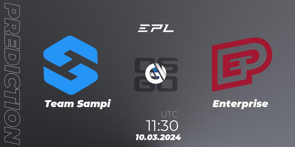 Team Sampi contre Enterprise : prédiction de match. 09.03.2024 at 11:30. Counter-Strike (CS2), European Pro League Season 14