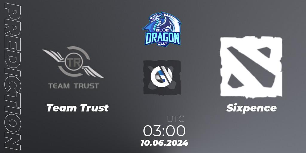 Team Trust contre Sixpence : prédiction de match. 13.06.2024 at 03:00. Dota 2, Blue Dragon Cup
