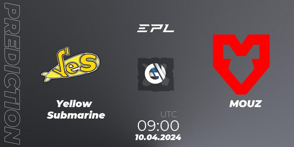 Yellow Submarine contre MOUZ : prédiction de match. 10.04.24. Dota 2, European Pro League Season 17