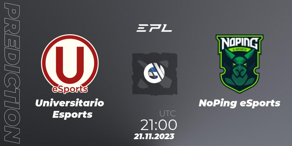 Universitario Esports contre NoPing eSports : prédiction de match. 21.11.23. Dota 2, EPL World Series: America Season 8