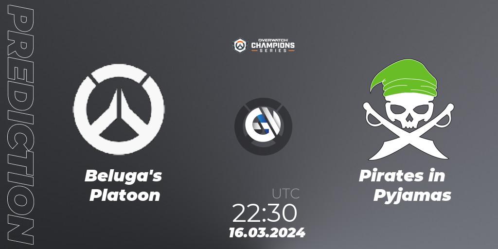 Beluga's Platoon contre Pirates in Pyjamas : prédiction de match. 16.03.2024 at 22:30. Overwatch, Overwatch Champions Series 2024 - North America Stage 1 Group Stage