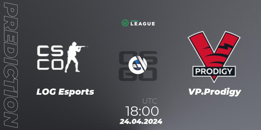 LOG Esports contre VP.Prodigy : prédiction de match. 24.04.2024 at 18:00. Counter-Strike (CS2), ESEA Season 49: Advanced Division - Europe