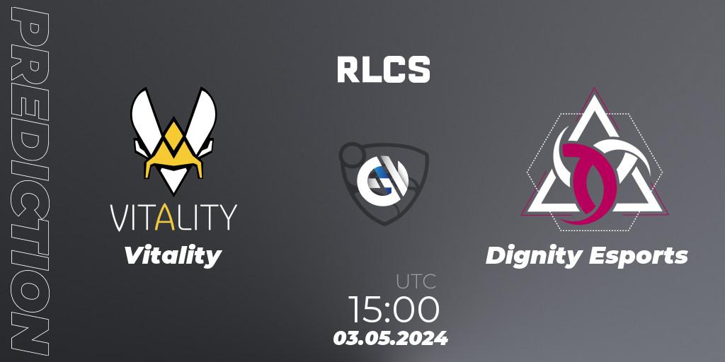 Vitality contre Dignity Esports : prédiction de match. 03.05.2024 at 15:00. Rocket League, RLCS 2024 - Major 2: EU Open Qualifier 4
