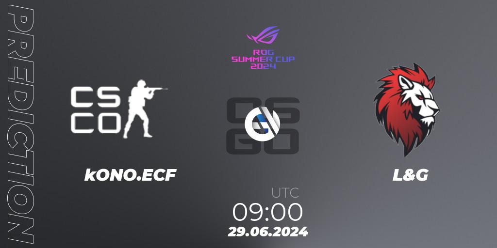 kONO.ECF contre L&G : prédiction de match. 29.06.2024 at 10:50. Counter-Strike (CS2), Gameinside.ua ROG Summer Cup 2024