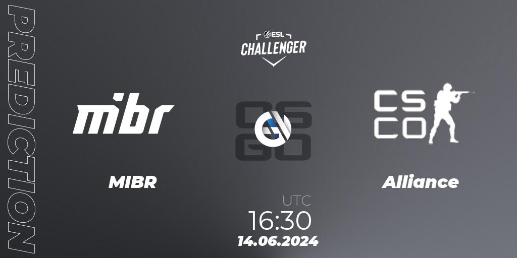 MIBR contre Alliance : prédiction de match. 14.06.2024 at 17:00. Counter-Strike (CS2), ESL Challenger Jönköping 2024