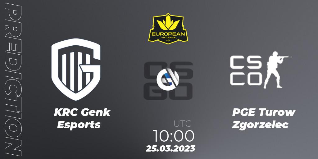 KRC Genk Esports contre PGE Turow Zgorzelec : prédiction de match. 25.03.23. CS2 (CS:GO), European Pro League Season 7: Division 2