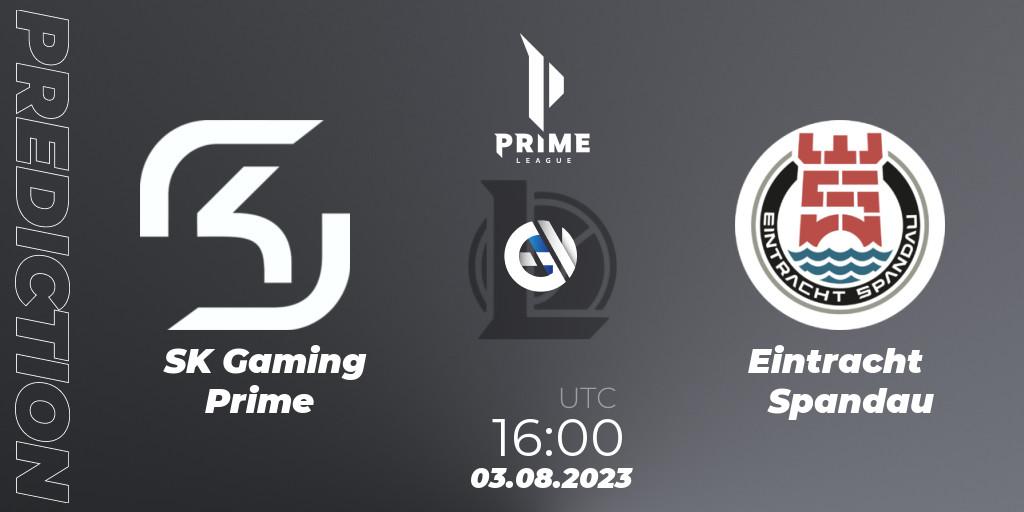 SK Gaming Prime contre Eintracht Spandau : prédiction de match. 03.08.2023 at 16:00. LoL, Prime League Summer 2023 - Playoffs