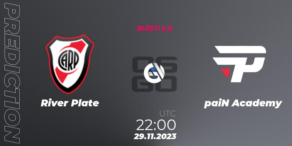 River Plate contre paiN Academy : prédiction de match. 29.11.2023 at 17:00. Counter-Strike (CS2), BLÉSTI 2.0