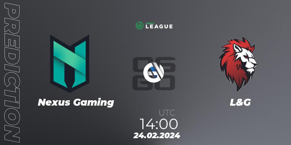 Nexus Gaming contre L&G : prédiction de match. 24.02.24. CS2 (CS:GO), ESEA Season 48: Advanced Division - Europe