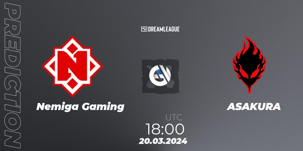 Nemiga Gaming contre ASAKURA : prédiction de match. 20.03.24. Dota 2, DreamLeague Season 23: Eastern Europe Closed Qualifier