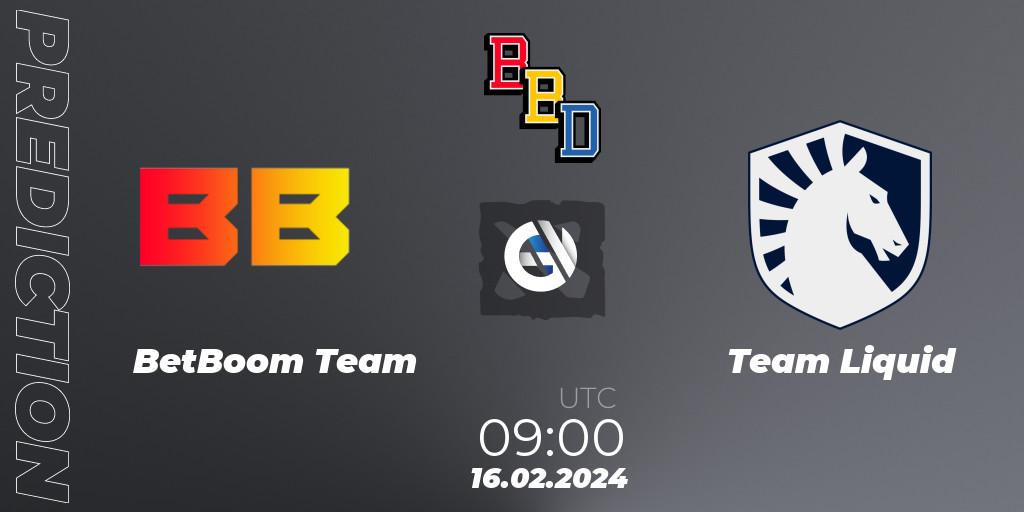 BetBoom Team contre Team Liquid : prédiction de match. 16.02.24. Dota 2, BetBoom Dacha Dubai 2024