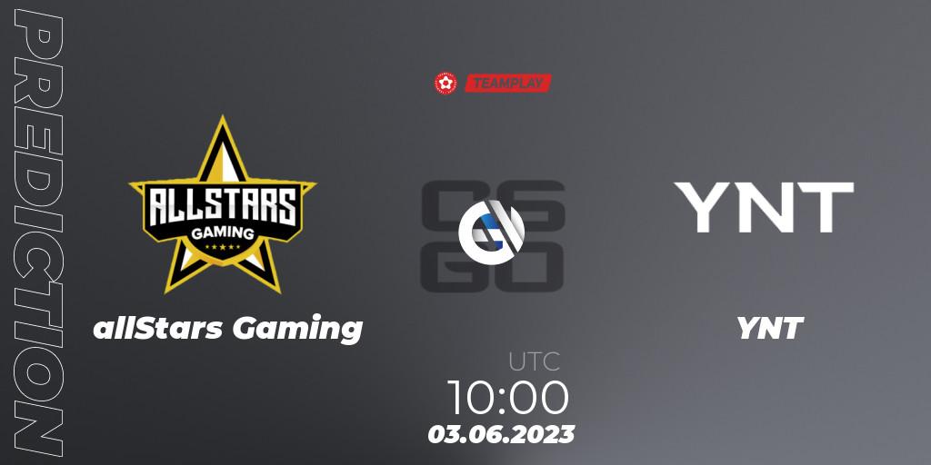 allStars Gaming contre YNT : prédiction de match. 03.06.23. CS2 (CS:GO), LEON x TEAMPLAY Season 1: Closed Qualifier