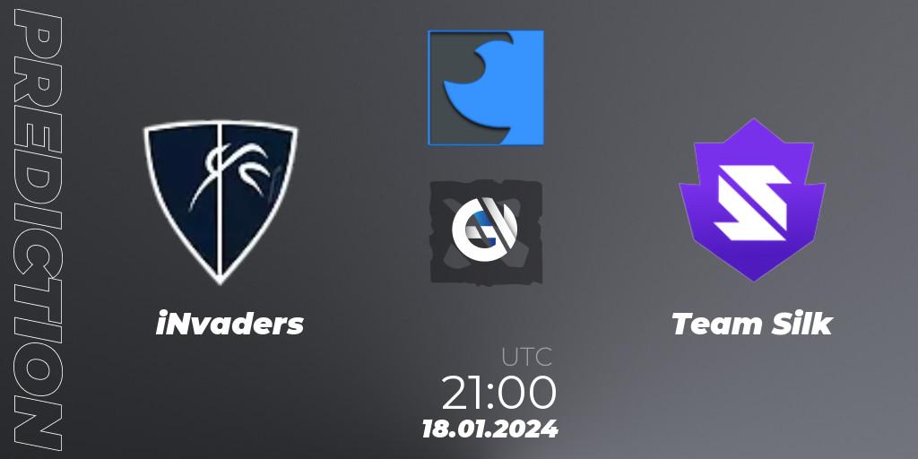 iNvaders contre Team Silk : prédiction de match. 18.01.2024 at 21:53. Dota 2, FastInvitational DotaPRO Season 2